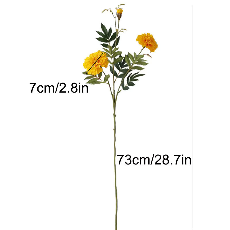 WQNJIN Künstliche Chrysantheme in Gelb mit 3 Köpfen als Real Touch Seidenblume zur Dekoration - Bild 2
