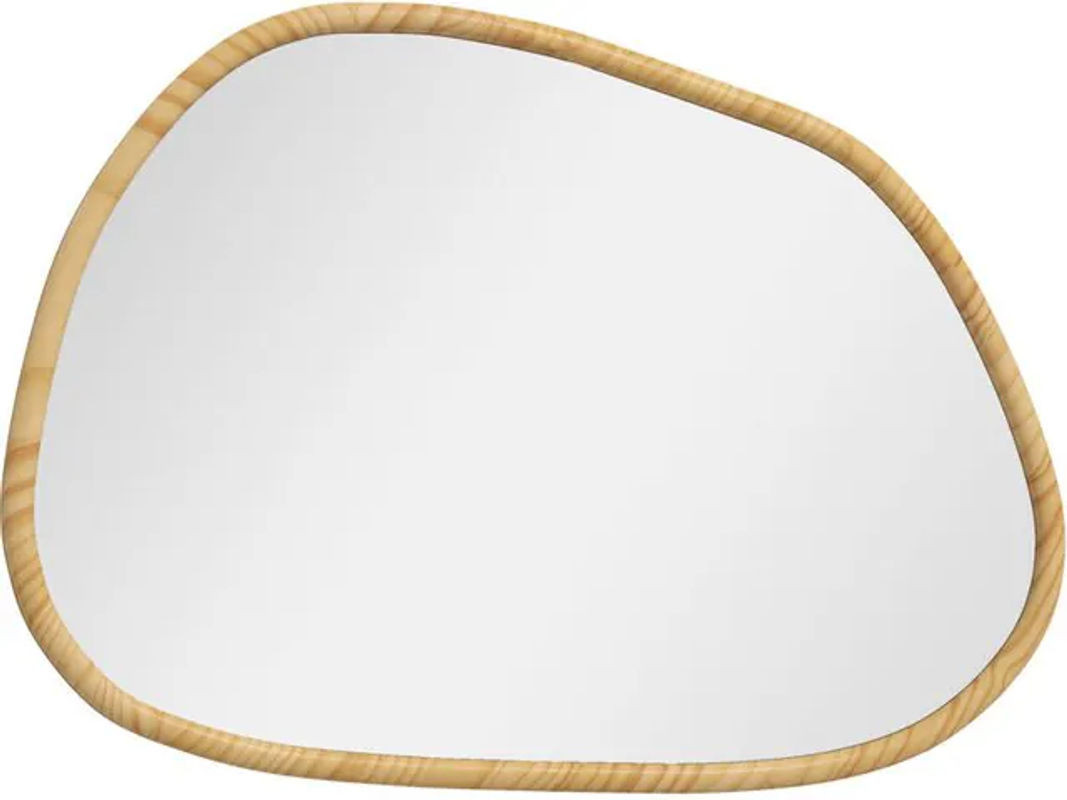 Homcom Asymmetrischer Wandspiegel mit Holzrahmen in Braun, Unregelmäßiger Dekospiegel für Bad und Wohnzimmer, B: 80 cm, H: 60 cm - Bild 1