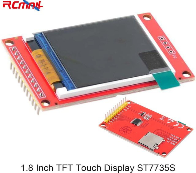 RCmall 1,8 Zoll TFT-LCD-Display-Modul mit SPI ST7735S, 128 x 160 Pixel, Kartensteckplatz, Farbe: Rot, kompatibel mit Arduino Uno Mega-2560 und ESP32 - Bild 1