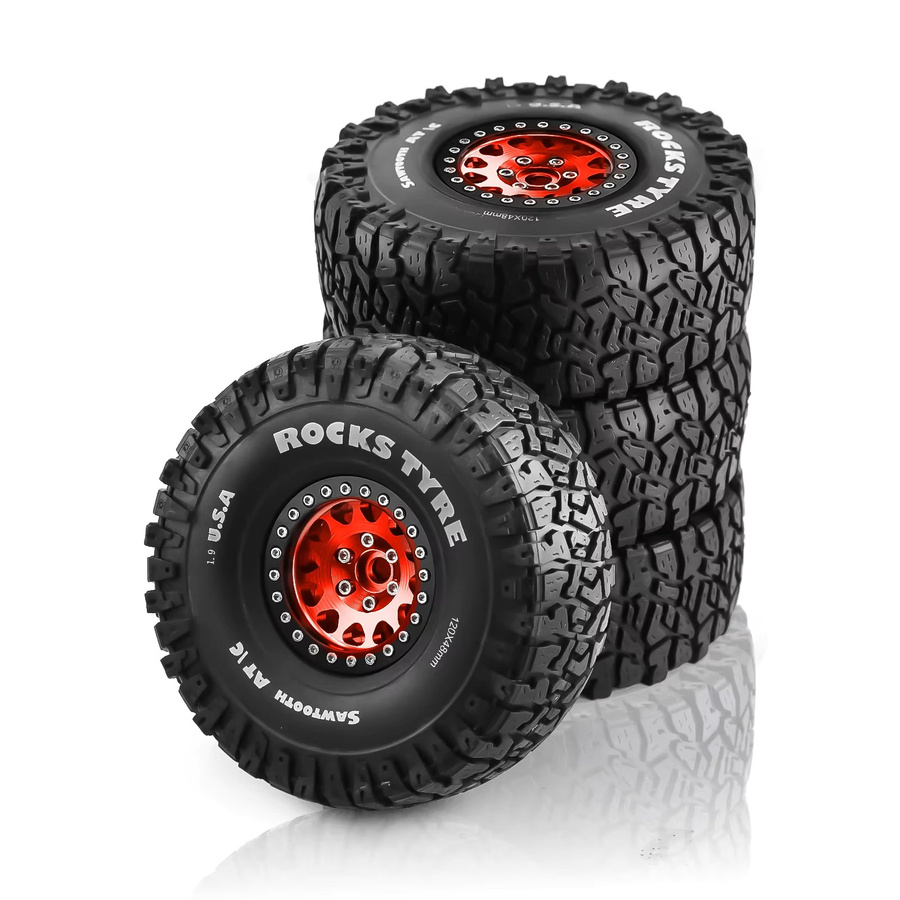 Axial RC Auto 4-teiliges Set, 1,9" Beadlock Felgen & Gummireifen - Bild 2