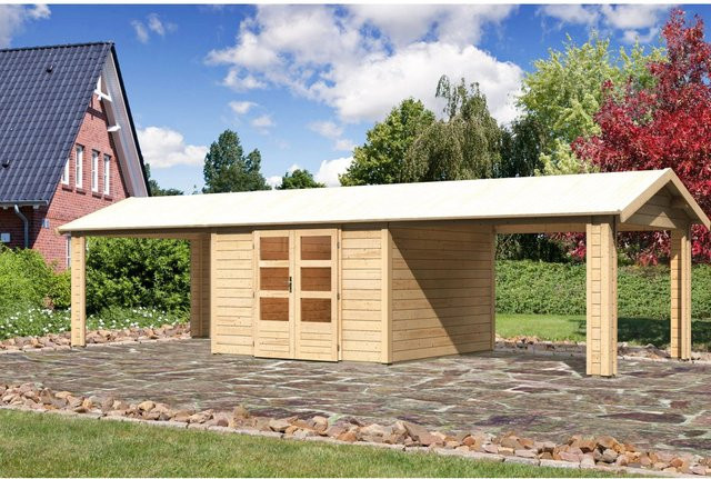 Karibu Holz-Gartenhaus Timra mit Satteldach in Braun, B/T: 300 x 300 cm - Bild 1
