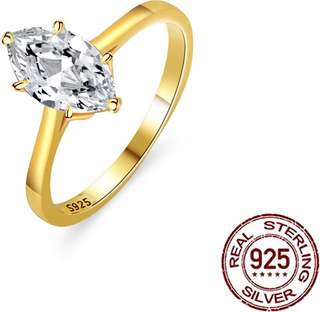 CWWZircons Ring 925 Silber, Vergoldet, Zirkonia, Damen - Bild 1