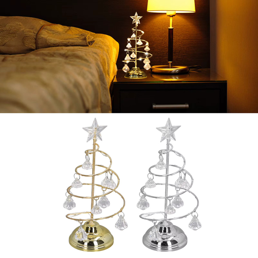 Qiilu Weihnachtsbaum-Dekolampe mit Kristall-Sternen in Silber - Bild 3