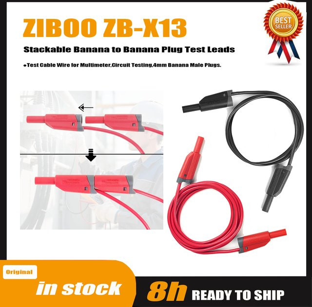 ZIBOO ZB-X13 Stapelbare Bananenstecker-Messleitungen für Multimeter mit 4-mm-Bananensteckern zum Testen von Schaltungen - Bild 1