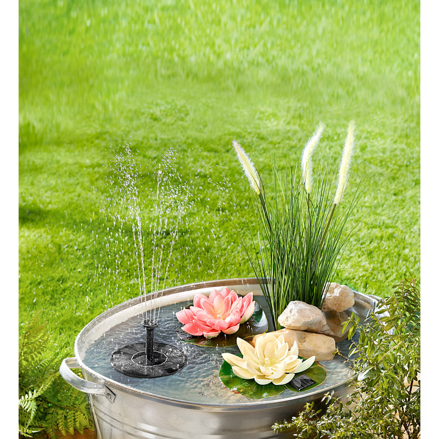 Viva Domo 4-teiliges Solar-Brunnen-Set für den Tisch in Oval mit floralem Design - Bild 2