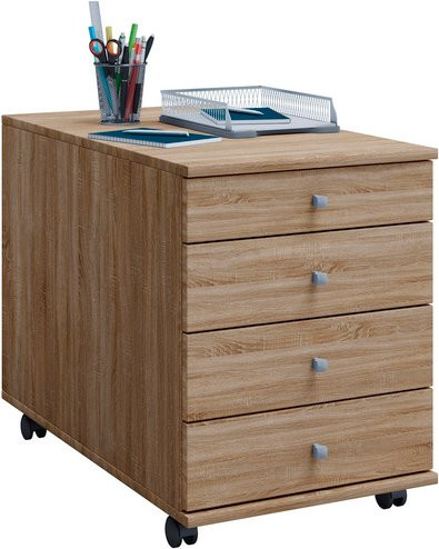 VCM Rollcontainer Lona Maxi in Sonoma-Eiche mit 4 Schubfächern, B: 42 cm, T: 80 cm, H: 57 cm - Bild 1