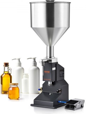 VEVOR Pneumatische Flüssigkeitsabfüllmaschine aus Edelstahl für Honig, Öl und Kosmetik, Füllmenge 5-50 ml, Silber - Bild 1