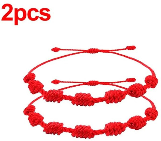 Armband Roter Faden, 7 Knoten, Verstellbar, Unisex - Bild 1