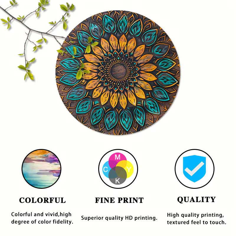 Potdemiel Vintage Mandala Wanddeko aus Metall, rund, Multicolour, B/B: 20,3 x 20,3 cm - Bild 5
