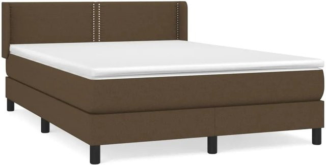 vidaXL Boxspringbett mit Matratze Dunkelbraun B/T/H: 140 x 190 cm, Hybrid-Design mit Taschenfederkern und Stoffbezug - Bild 1