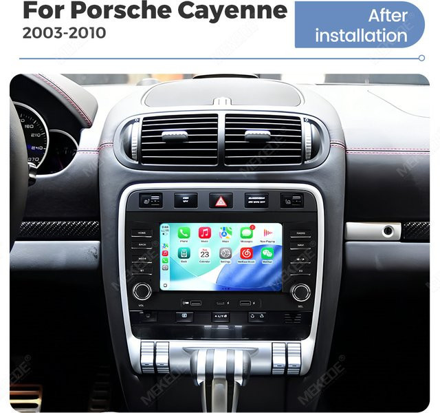 MEKEDE Smart Car System Autoradio mit 7 Zoll IPS-Touchscreen, kabelloses CarPlay und Android Auto, GPS-Navigation und Bluetooth für Porsche Cayenne 955 957 9PA (2002 - 2010), Schwarz - Bild 1