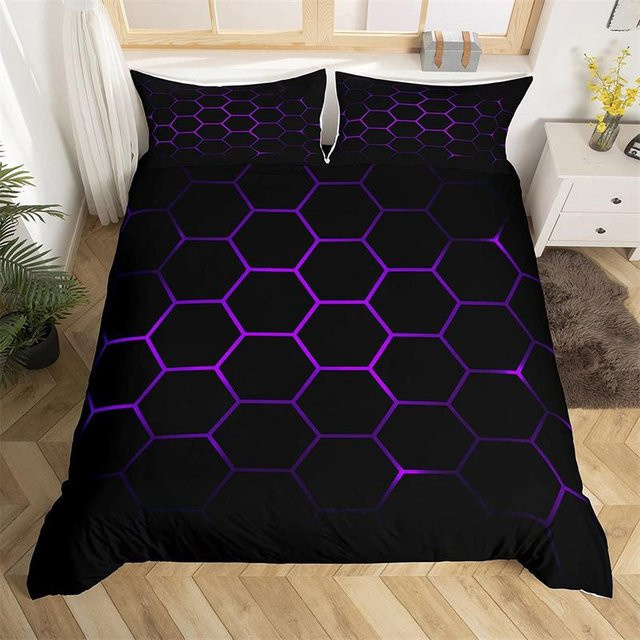 Bettwäsche Set für Jungen von Binchi Outdoor Product mit Cartoon Waben-Design und Geometrie Sechseck, bunt, Polyester, B/H: 140 x 210 cm - Bild 1