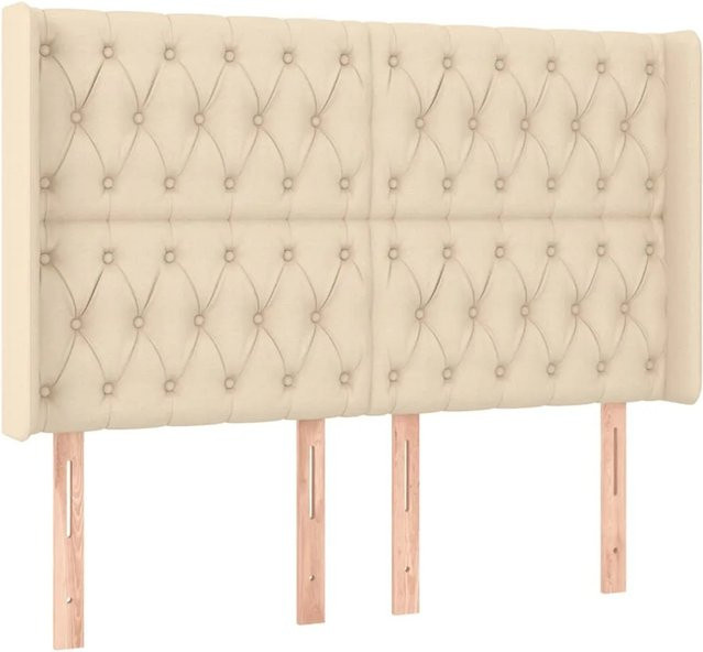 vidaXL LED Kopfteil in Beige mit USB-Ladeanschluss und integrierter Beleuchtung, Breite: 163 cm, Tiefe: 16 cm, Höhe: 118 cm bis 128 cm - Bild 1