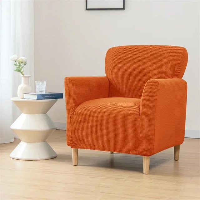 Elastische Polarfleece Sesselhusse für Club Sessel und Sofas in Orange - Bild 1