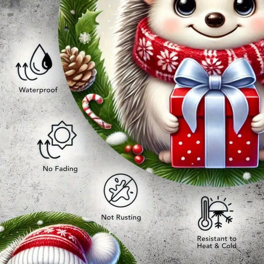 Personalisiertes Igel-Weihnachtsschild aus Eisen von CIFBUY, Multicolor, B/B/H: 20,3 x 20,3 x 20,3 cm - Bild 5
