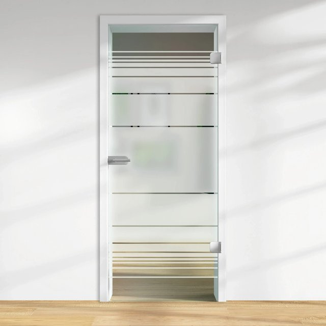 Skyscope Glasdrehtür ESG Floatglas mit Dekor Siebdruck, Rechtsanschlag, Transparent, H x B x T: 209,7 x 83,4 x 0,8 cm - Bild 1