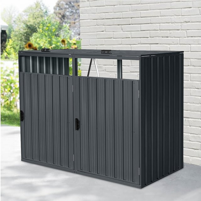 HOME DELUXE Mülltonnenbox CUBO dreitürig für 4x 240L in Anthrazit - Bild 1