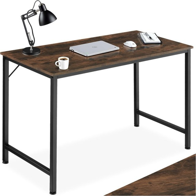 tectake Schreibtisch Jenkins im Industrial Style aus Holz und Stahl, Farbe Braun, B/T/H: 120 x 60 x 75,5 cm - Bild 1