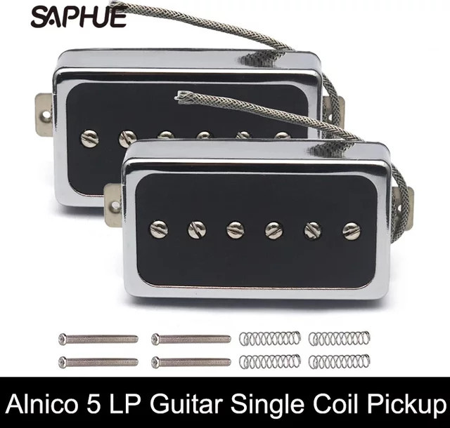 GETMUSIC Alnico 5 LP Style Single-Coil-Tonabnehmer und Humbucker mit weißer Kupfer-Baseplate, 50/52 mm, in Chrom, Gold oder Schwarz - Bild 1