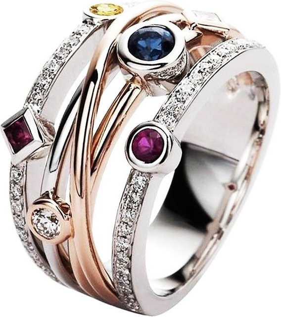 Huitan Ring, Bunt, Zirkonia, Kupfer, Damen - Bild 1
