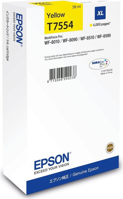 Epson T7554 Tintenpatrone Gelb XL 39 ml für WorkForce Pro WF-8090, WF-8590 Serie - Bild 1