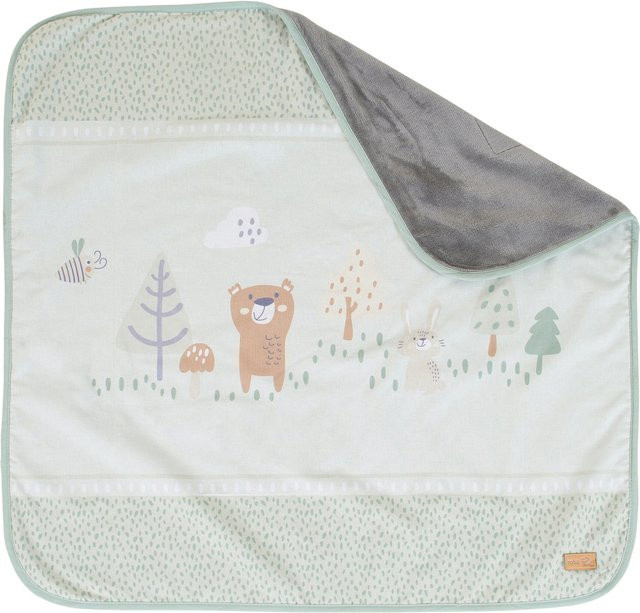 Roba Kuscheldecke Woodland Buddies für Babys, Reversible Double Face Fleece-Decke in Grün und Silber - Bild 1