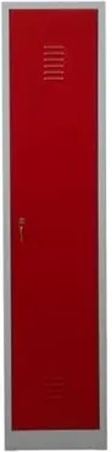 PROREGAL Garderobenspind Camel 1-Fach aus Metall mit Zylinderschloss in Grau-Rot, H x B x T: 180 x 41 x 50 cm - Bild 1