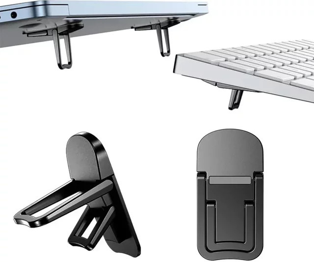 XMSJ Tragbarer Laptop-Ständer in Schwarz mit 2 verstellbaren Winkeln, faltbare Notebook-Halterung für MacBook und andere Notebooks - Bild 1