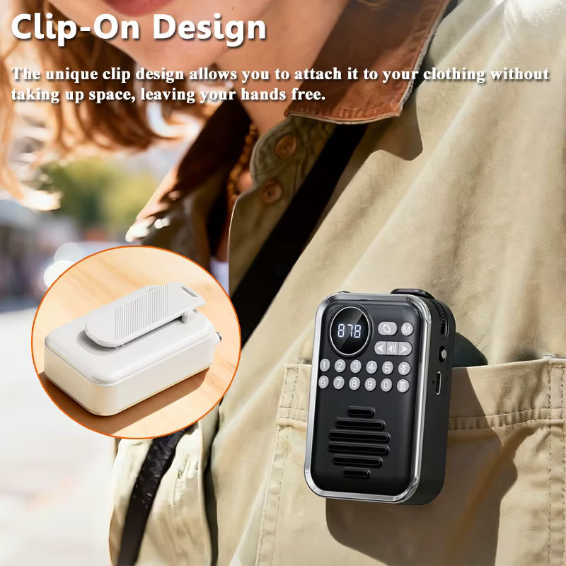 JINSERTA Mini Tragbares FM-Radio mit HD-Display, Digitaler Radioempfänger und Bluetooth-Lautsprecher, Sprachrekorder und TF-Karten-Player in Schwarz oder Grün - Bild 3