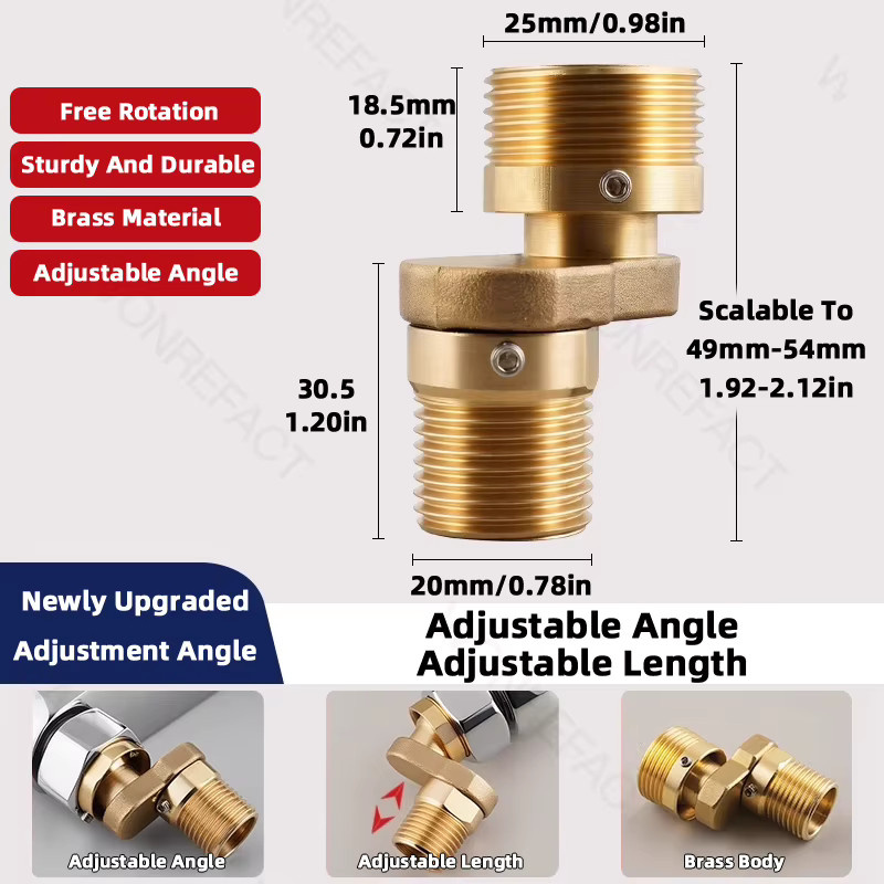 JIANGZILIU Duscharmatur-Adapter Wandmontage mit 360 Grad drehbarem Fußwinkel in Gold - Bild 5