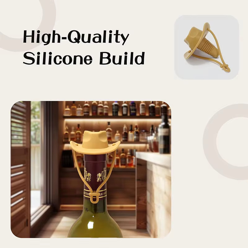PGY Cowboy Hut Wein Stopper Set aus Silikon für Wein und Champagner - Bild 6
