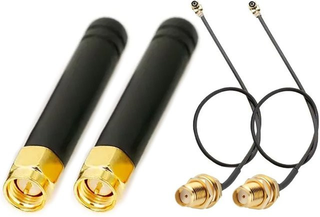 2er-Set NOWEPOCH LoRa Antenne 868MHz 915MHz mit U.FL I-P-E-X1 zu SMA Stecker und 15 cm Kabel in Schwarz für ESP32 LoRa32 WiFi Boards - Bild 1