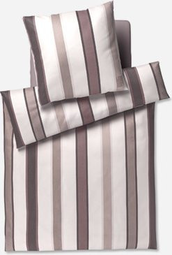 Bettwäsche JOOP! BANKS aus Mako-Satin in Stone mit Streifenmuster - Bild 1