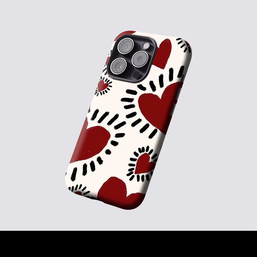 Aurbe Matte 2-in-1 MagSafe Hülle mit Liebes-Illustration für iPhone 17 16 15 14 Plus Pro Max, Stoßfeste Hartschale, Multicolour - Bild 2