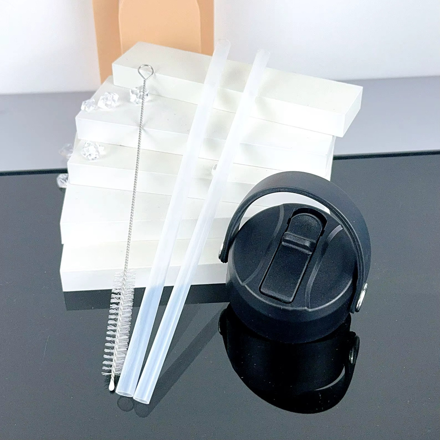 PKOVS Strohhalmdeckel mit Silikongriff in Schwarz für 32oz und 40oz Space-Flaschen mit weitem Hals - Bild 3
