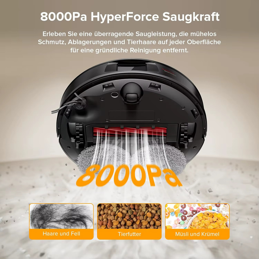 Roborock QV 35A Saug- und Wischroboter in Schwarz mit 8000 Pa Saugleistung, All-in-One-Dock, Anti-Tangle-Bürste und automatischer Wischfunktion - Bild 3