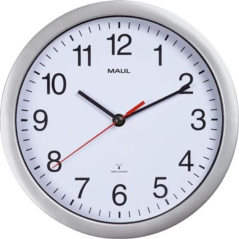 Maul MAULrun Funk Wanduhr rund in Silber-Weiß-Schwarz mit Durchmesser: 25,2 cm - Bild 1
