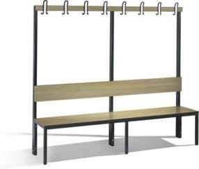 C+P Garderobenbank Basic Plus mit Rückenlehne, Dekor Eiche Sereno, Gestell Schwarzgrau, H 165,0 cm x B 196,0 cm x T 40,7 cm