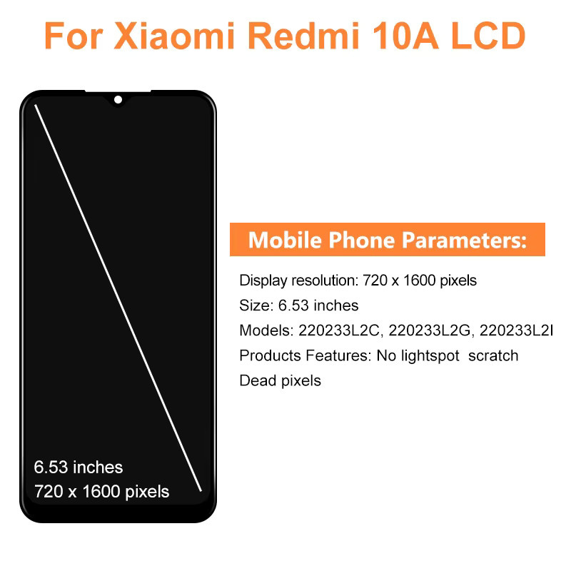 Xiaomi Redmi 10A LCD-Display Ersatzteil mit 6,53 Zoll Touchscreen-Digitizer-Baugruppe in Schwarz - Bild 2