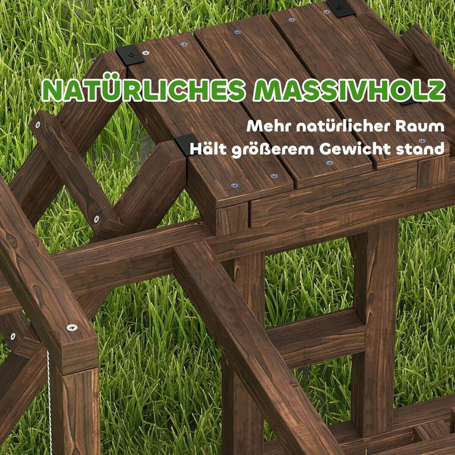 PawHut Hühner-Spielgerüst aus Holz in Braun mit Schaukel, Leiter und Plattformen, B/H/L: 60 x 55 x 82 cm - Bild 3