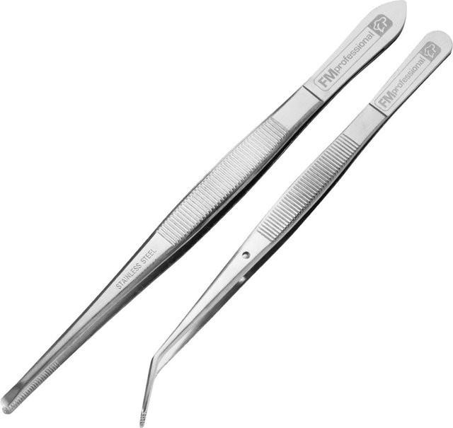 FMprofessional Dekorations-Pinzetten aus Edelstahl, 2-teilig, Silber - Bild 1
