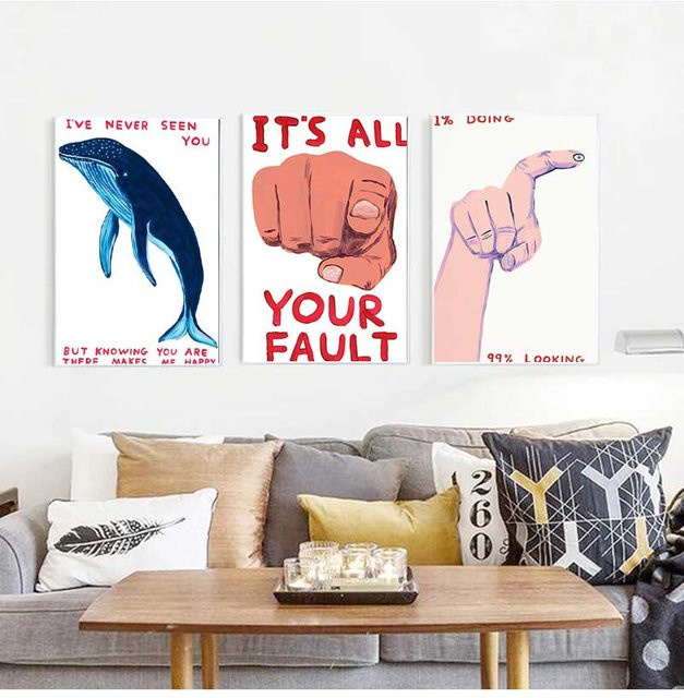 David Shrigley It's Your Fault Wandkunst Leinwand Poster mit Tier Motiv für das Kinderzimmer - Bild 1
