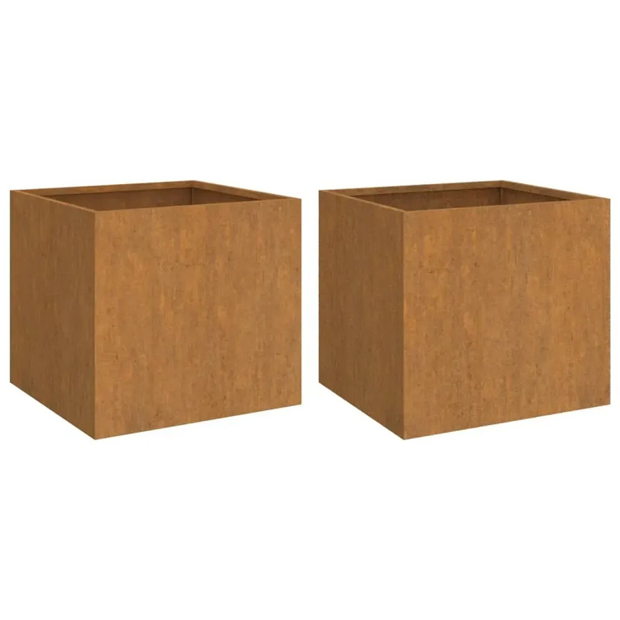 2er Set vidaXL Pflanzkübel aus Cortenstahl in Braun, B/T/H: 40 x 40 x 39 cm - Bild 2