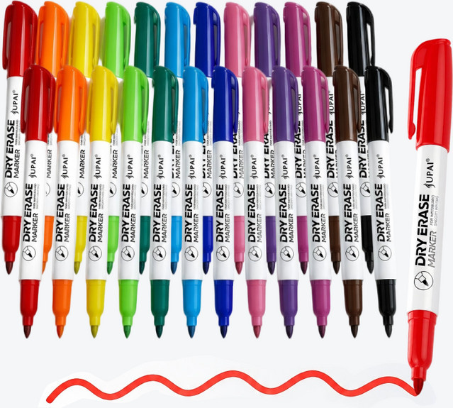 12 Whiteboard-Marker in Multicolour mit Bullet-Spitze, trocken abwischbare und schnell trocknende Tinte, ungiftig und geruchsarm - Bild 1