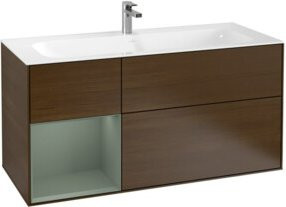 V&B Finion Waschtischunterschrank mit LED-Beleuchtung und Wandbeleuchtung, Farbe Walnuss, B: 119,6 cm, H: 59,1 cm - Bild 1