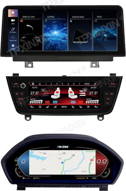 TPXINXIN Digitales dreiteiliges Set für Navigation, Instrumententafel und Klimaanlagenbedienfeld für BMW 3er und 4er Serie F30 F31 F32 F34 (2013-2020), Schwarz - Bild 1