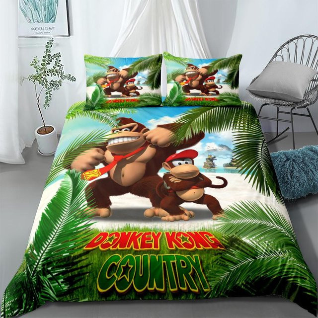 Donkey Kong Switch Bettwäsche-Set aus Mikrofaser mit Motiv, 3-teilig, Mehrfarbig, B/H: 140 x 200 cm - Bild 1