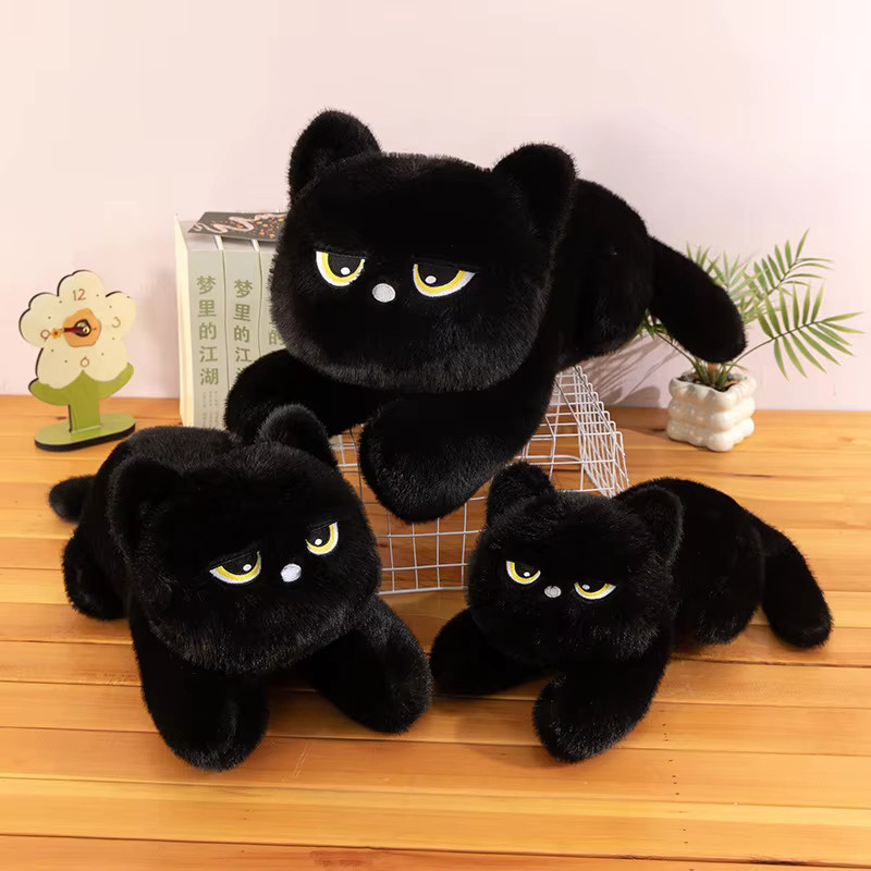 Molutian Schwarze liegende Katze, Plüschtier, 32 cm - Bild 2