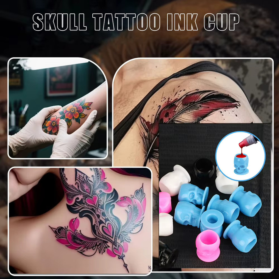 JUN.M Einweg-Tattoo-Tintenbecher mit Basispigmenthalter, 50/100 Stück - Bild 5