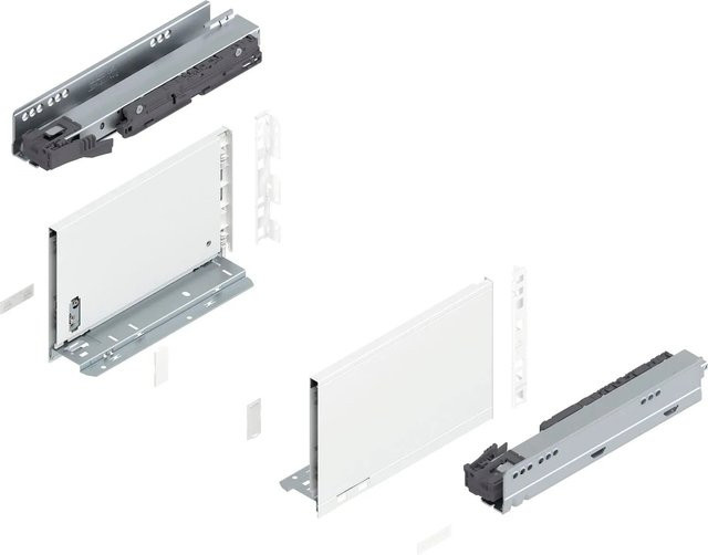 Blum Legrabox Pure Set Höhe C Tip-On Vollauszug, Seidenweiß Matt, 1 Paar, Länge: 270 mm, Tragkraft: 40 kg - Bild 1